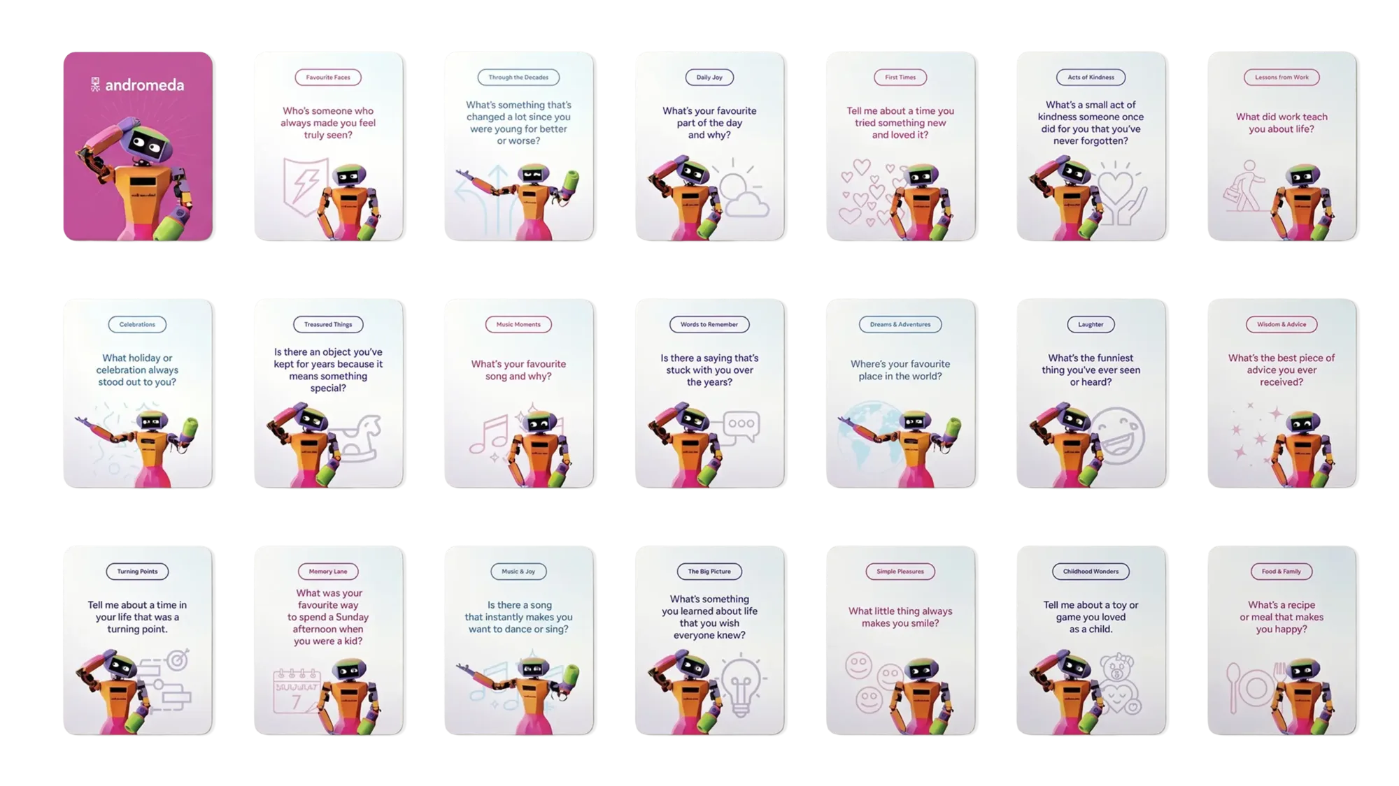 The full deck: every card a question, every question a story