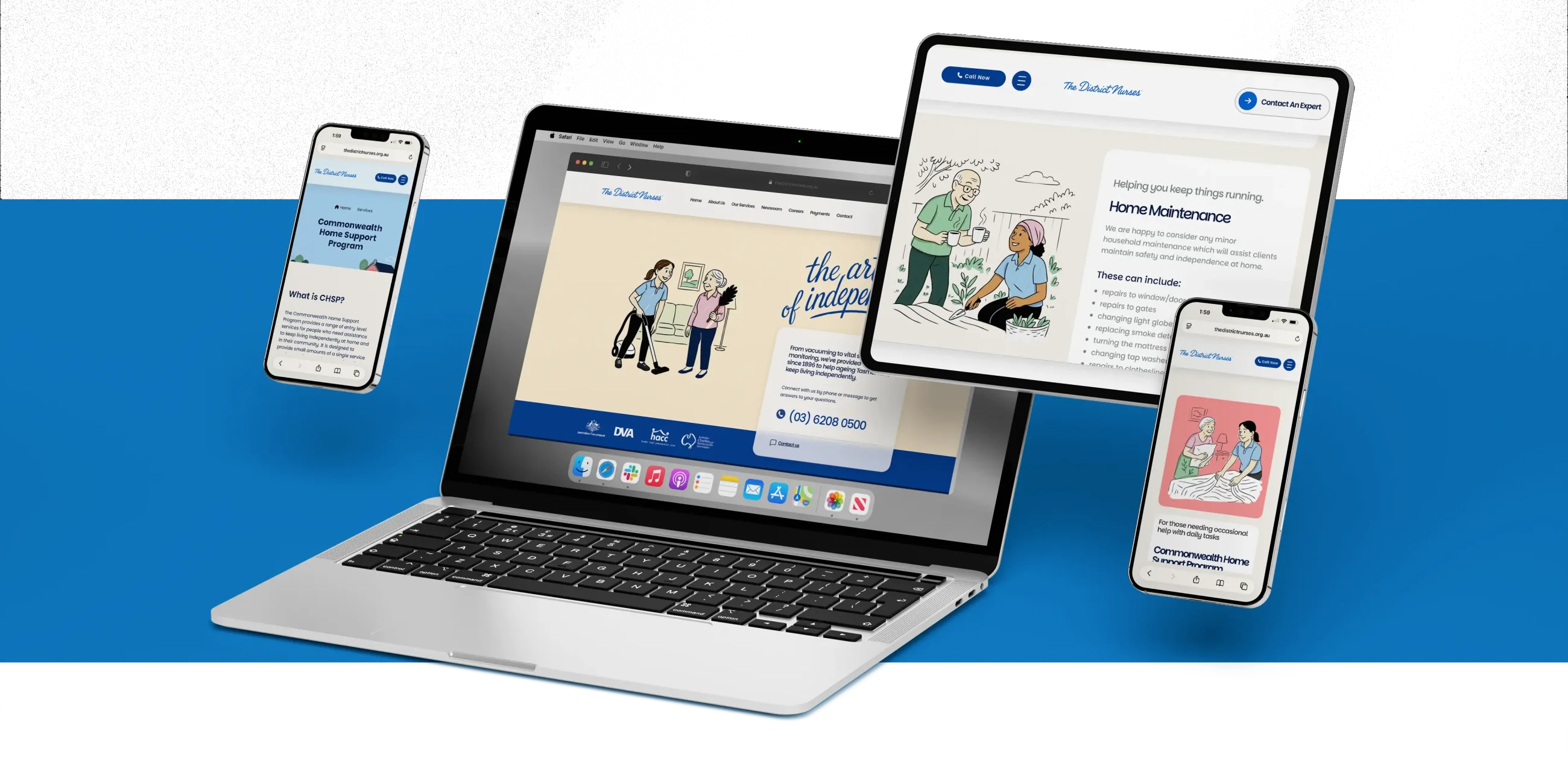 The District Nurses website across laptop, tablet and phones