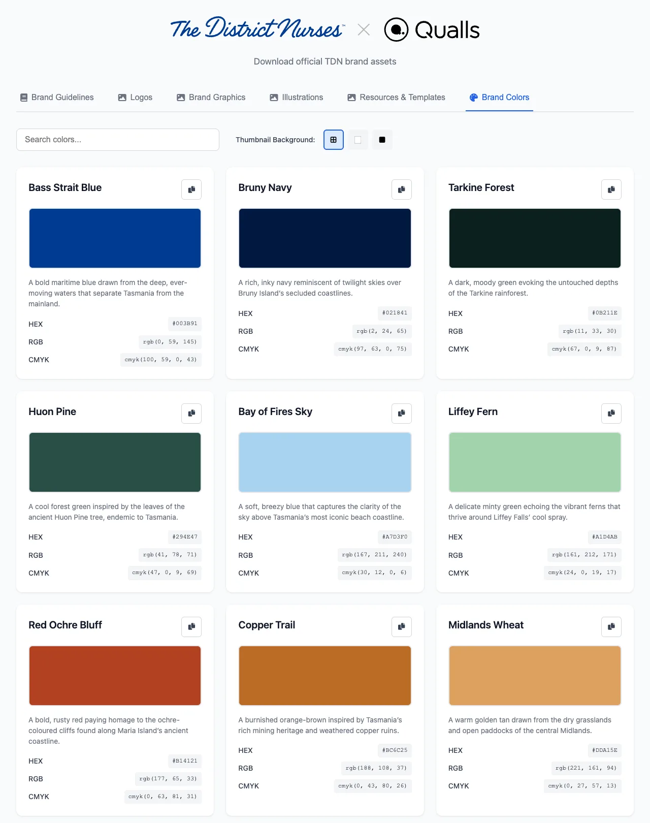 The District Nurses colour palette
